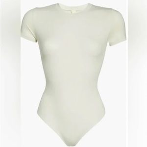 SKIMS Stretch Cotton Jersey T-Shirt Bodysuit Bone
